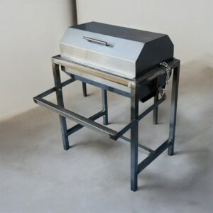 Mobile Medium Stainless Steel Adjustable Braai with Wheels and Lid