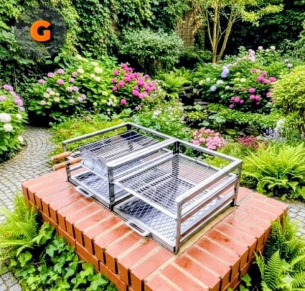 Double Stainless Built In Braai 3 Level - Breedt Braais