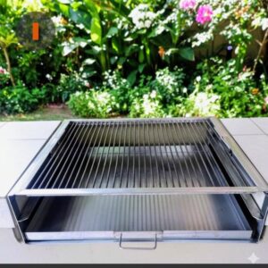 Stainless Round Bar Grid, Frame & Pan