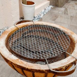 Stainless Steel Diamond Mesh Round Boma Grid With Handles